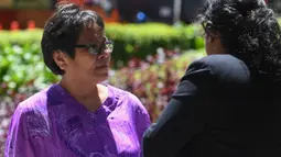 Nenek Australia, Maria Elvira Pinto Exposto usai sidang kasus narkoba di Pengadilan Federal di Putrajaya, Kuala Lumpur, Selasa (26/11/2019). Maria ditangkap pada Desember 2014 saat transit di Bandara Kuala Lumpur dengan 1,1 kg sabu-sabu yang dijahit di dalam kantung tas ranselnya. (Mohd RASFAN/AFP)