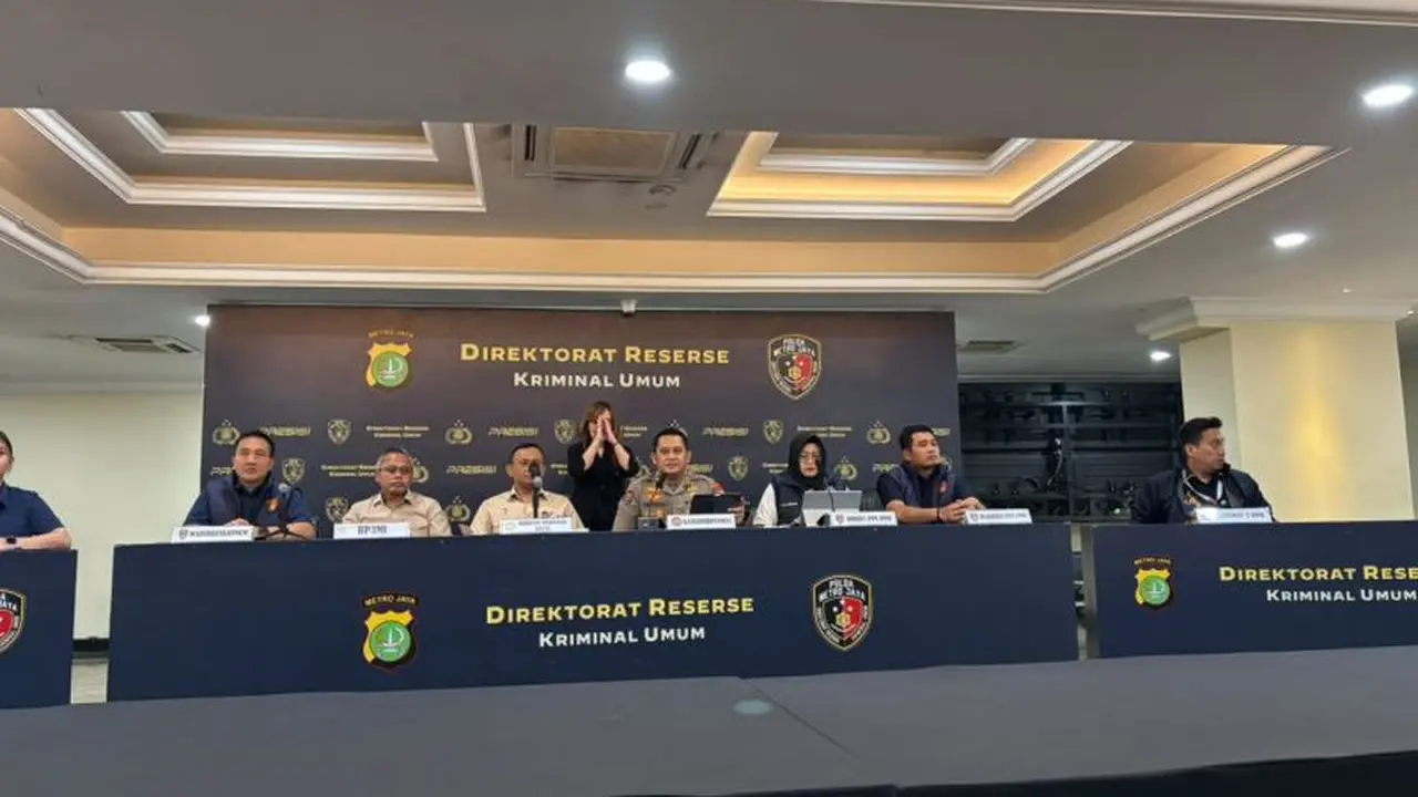 Polda Metro Jaya menggelar konferensi pers terkait pengungkapan kasus tindak pidana perdagangan orang (TPPO) di Jakarta. (Dok. Antara)