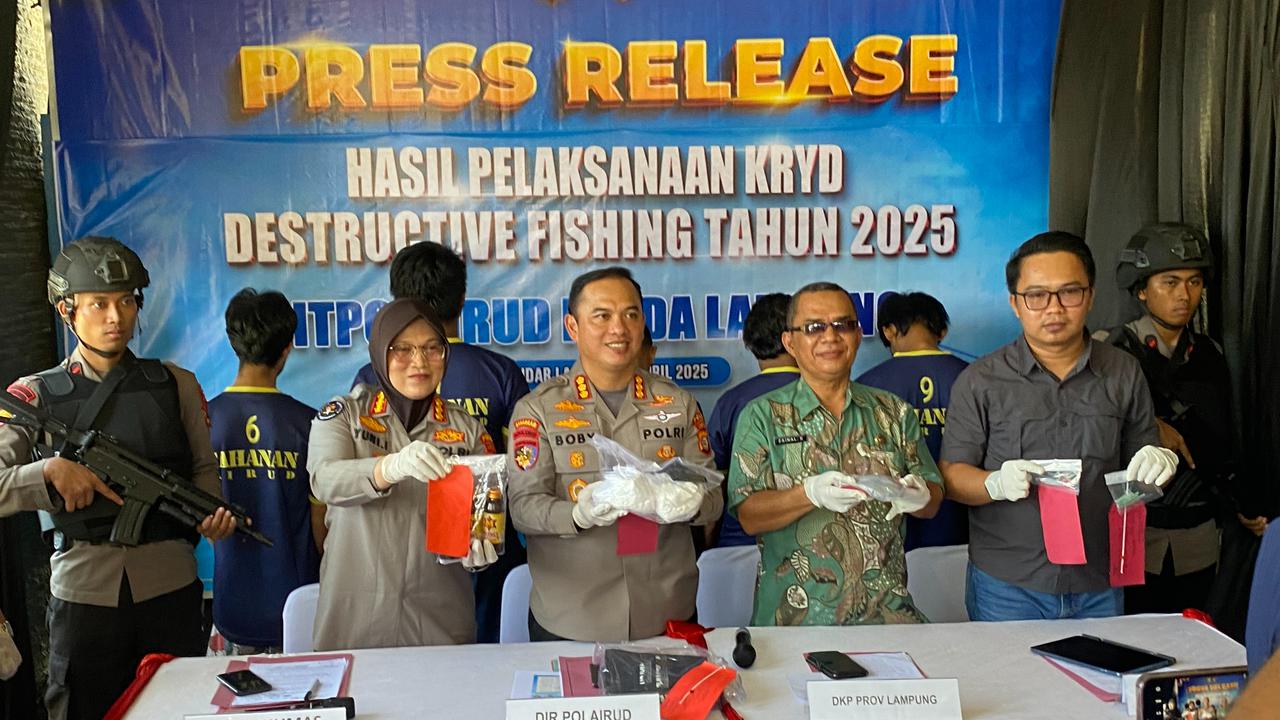 Polda Lampung Tangkap Ilegal Fishing, Pelaku Tangkap Ikan Pakai Peledak Rugikan Negara Rp9,3 M