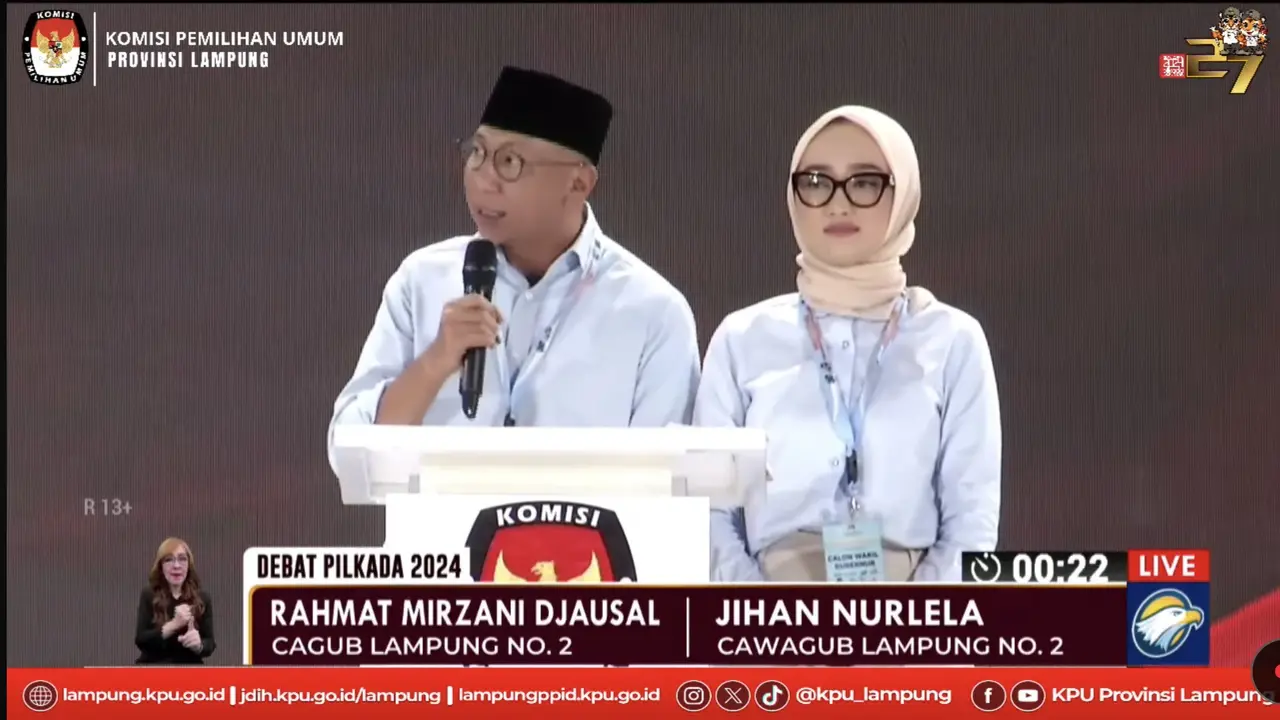Debat publik kedua Pilgub Lampung yang digelar oleh KPU Lampung di Hotel Novotel, Sabtu (2/11/2024). Foto : (Istimewa).