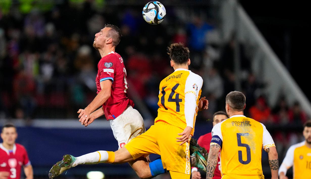 Dengan hasil tersebut, Republik Ceko mendampingi Albania dari Grup E ke putaran final Euro 2024 yang akan digelar di Jerman. (AP Photo/Petr David Josek)