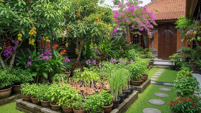 Desain Kebun Buah Campur Tanaman Hias di Halaman Depan Rumah/Gemini AI
