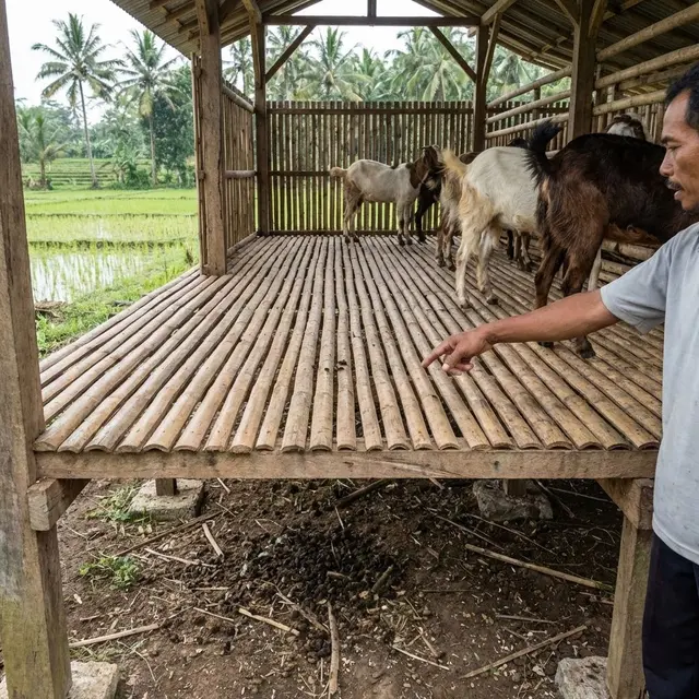 Kandang Desain Lantai Belahan Bambu Jarang (Gemini AI)