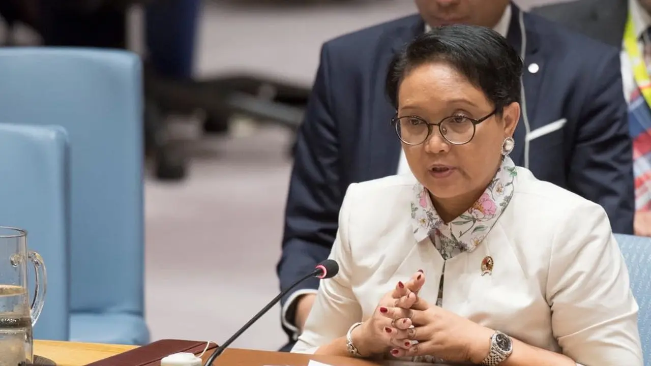 Manteri Luar Negeri RI, Retno Marsudi di Debat Terbuka Dewan Keamanan PBB, New York (17/5) (sumber: Kementerian Luar Negeri RI)