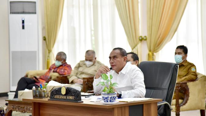 Gubernur Sumut, Edy Rahmayadi, memimpin rapat koordinasi