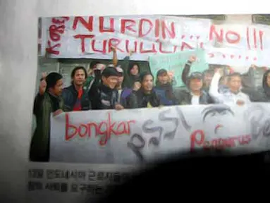 Foto demo Gwangju Community disalah satu media Korea Selatan.