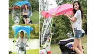Payung Sepeda Motor, Cocok untuk Emak-Emak Antar Anak ke Sekolah