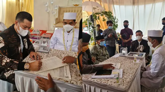 Viral Pasangan Pengantin Asal Bekasi Ini Menikah Dengan Mahar Ikan Cupang. (Sumber: Instagram/apandi_ahmad)
