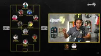 Tangkapan layar starting XI ala Bima Sakti di kanal Youtube Sport77 Official.