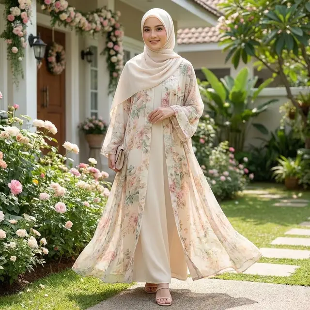 Model Set Abaya dan Inner Dress untuk Lebaran 2026