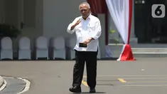 Menteri PUPR 2014-2019 Basuki Hadimuljono tiba di Kompleks Istana Kepresidenan di Jakarta, Selasa (22/10/2019). Basuki Hadimuljono akan kembali menjabat sebagai Menteri Pekerjaan Umum dan Perumahan Rakyat (PUPR) dalam kabinet Jokowi jilid II. (Liputan6.com/Angga Yuniar)