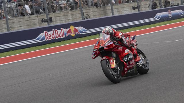 Marc Marquez beraksi di MotoGP Amerika 2025