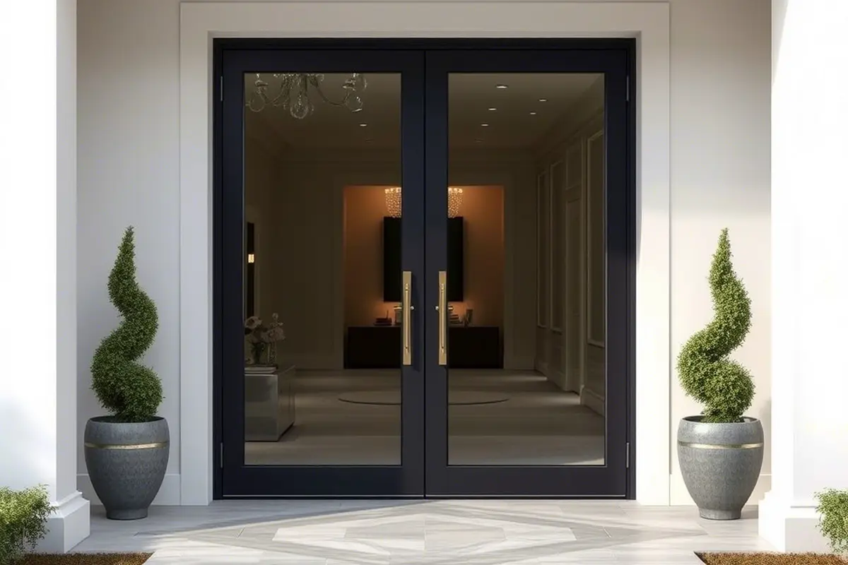 Model Pintu Depan Rumah Kaca: Pintu Kaca Double Swing Elegan