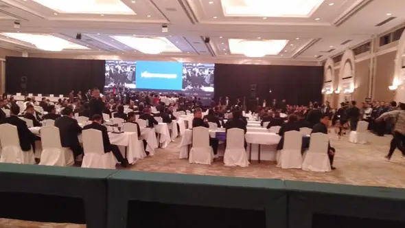 Suasana Kongres PSSI saat Menpora Zainudin Amali memberikan sambutan. (Cakrayuri Nuralam)