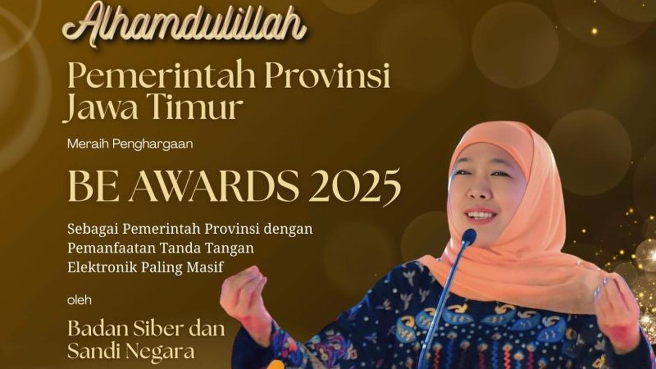 Jatim Raih Be Award 2025, Khofifah Tegaskan Jawa Timur Pionir Teknologi Informasi