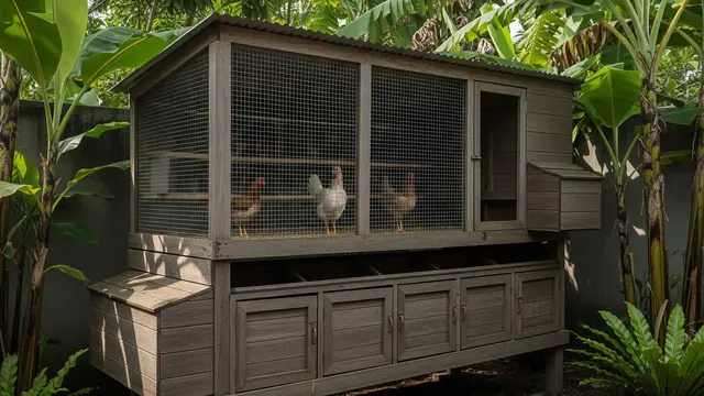 Kandang Ayam Bertingkat dengan Rak Pakan di Bawah