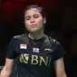 Tunggal putri Indonesia Gregoria Mariska Tunjung tidak mampu menyumbang poin saat melawan Thailand pada perempat final Piala Uber 2020 di Ceres Arena, Aarhus, Denmark, Jumat (15/10/2021) dini hari WIB. Indonesia kalah 2-3. (foto: BWF-Limited Access)