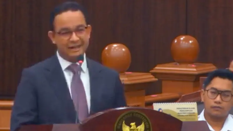 Calon Presiden nomor urut 1, Anies Baswedan menyampaikan pidato pembukanya saat sidang perselisihan hasil Pemilihan Umum (PHPU) 2024. (Istimewa)