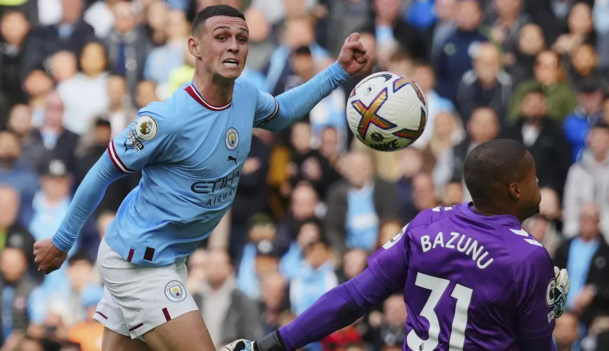 Keempat gol pasukan Pep Guardiola dicetak masing-masing oleh Joao Cancelo, Phil Foden, Riyad Mahrez, dan Erling Haaland. (AP/Jon Super)