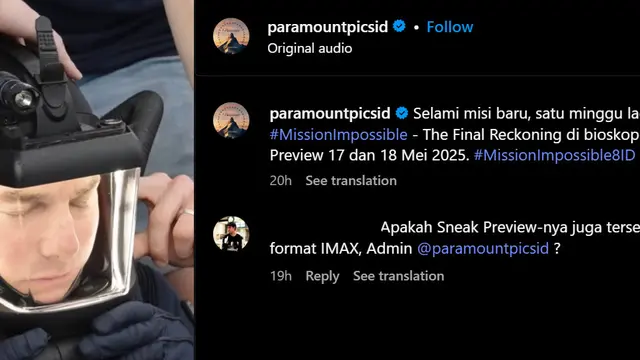 Unggahan Paramount Pictures Indonesia. (Instagram/ paramountpicsid)