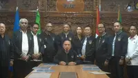 Ketua Umum PSSI Mochamad Iriawan didampingi anggota Exco di GBK Area, Jakarta Pusat, Jumat, 28 Oktober 2022, menyatakan akan mempercepat Kongres Luar Biasa atau KLB. (foto: PSSI)