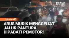Arus mudik Lebaran mulai terlihat di jalur Pantura, Kabupaten Bekasi, Jawa Barat, Sabtu malam. Volume kendaraan yang melintas mengalami peningkatan, dengan arus lalu lintas didominasi sepeda motor dari arah Jak