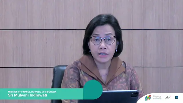 Menkeu Sri Mulyani pada acara The Finance on Common Summit - High-Level Session