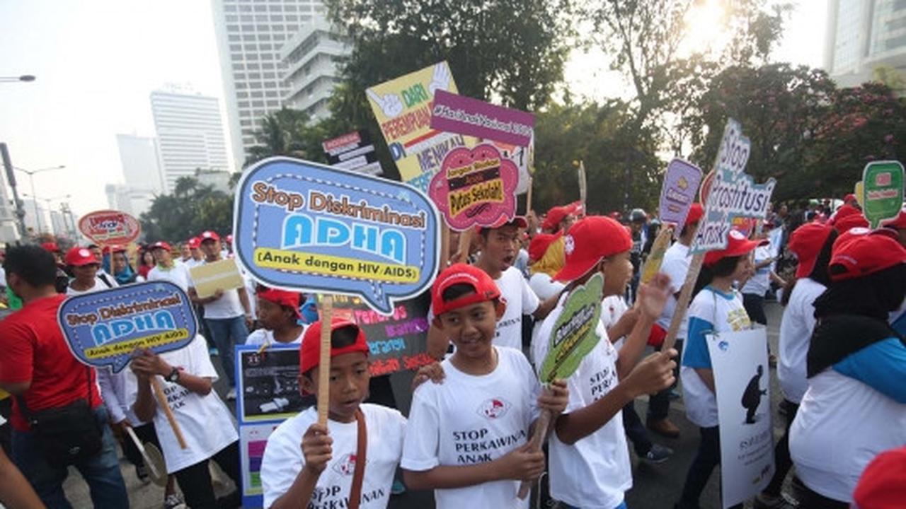 Beraksi di Car Free Day, puluhan anak serukan stop kekerasan