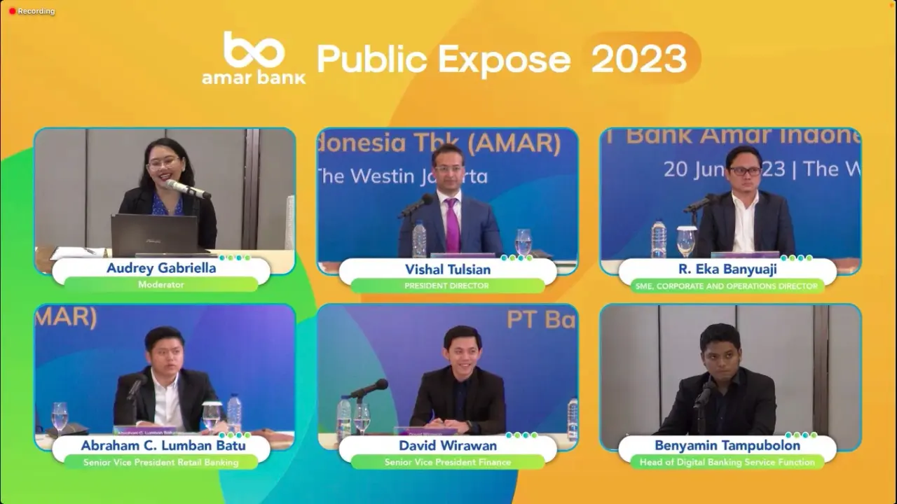 Paparan publik PT Bank Amar Indonesia Tbk (AMAR), Selasa (20/6/2023). (Foto: tangkapan layar/Pipit I.R)