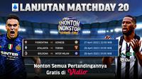 Link Live Streaming Liga Italia 2021/2022 Laga Tunda Matchday 20 di Vidio, 27 &amp; 28 April 2022. (Sumber : dok. vidio.com)