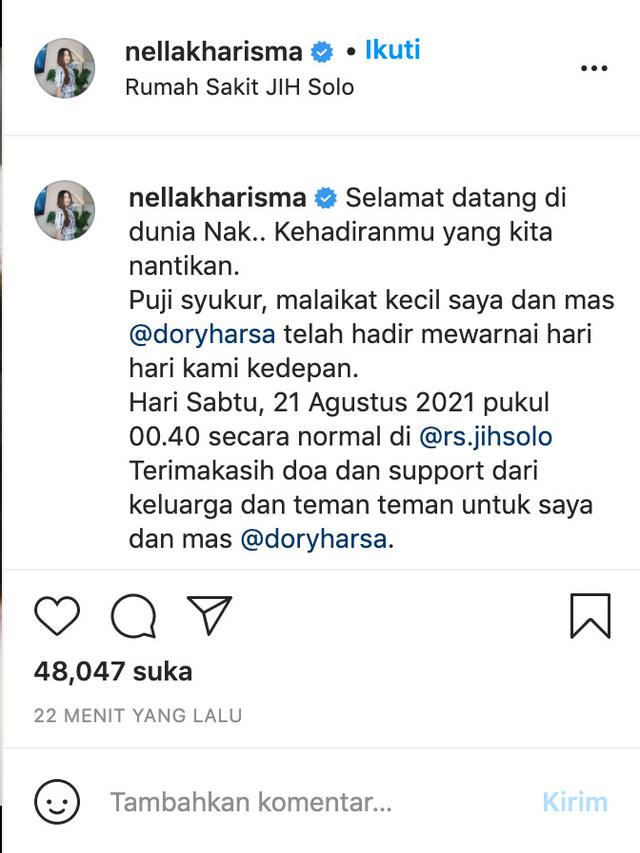 Unggahan Nella Kharisma.