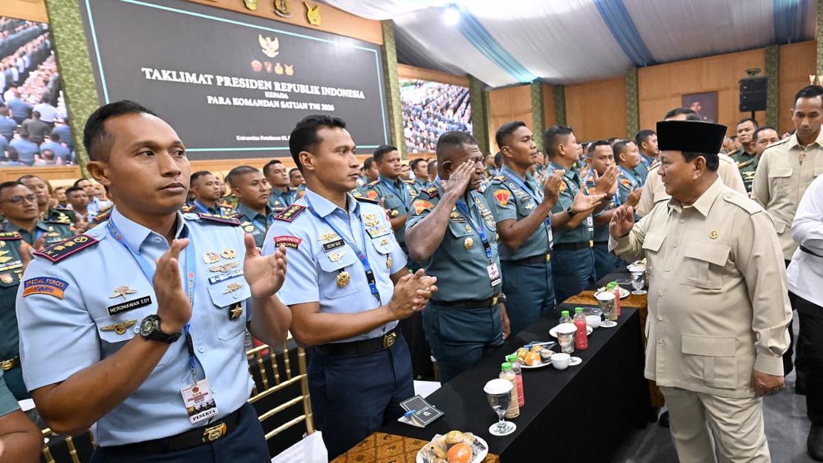Prabowo Beri Taklimat ke 1.500 Komandan Satuan 3 Matra TNI