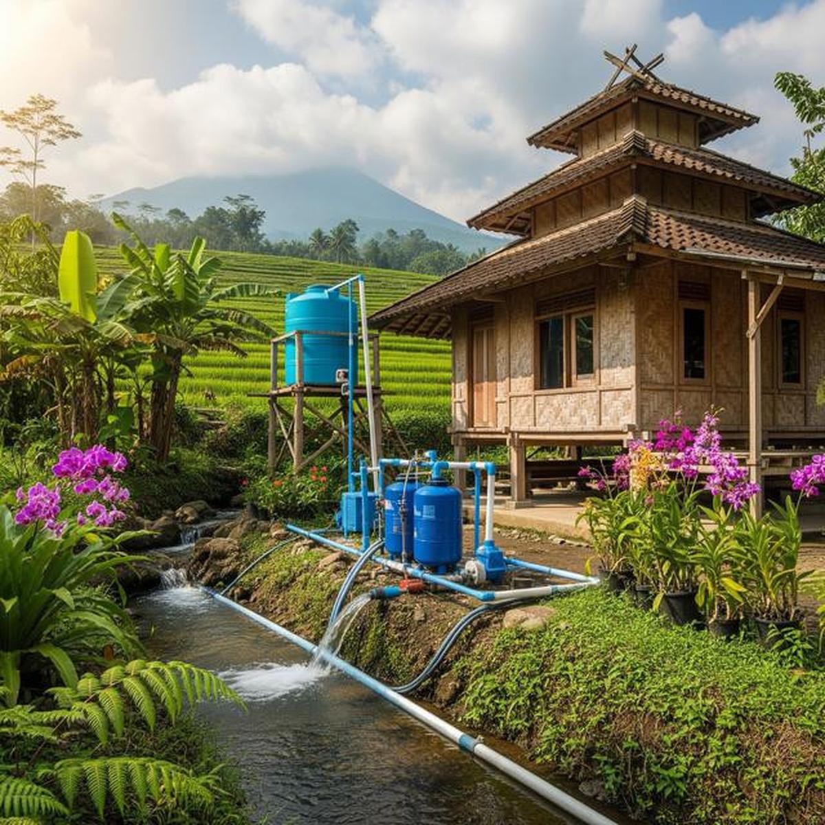 7 Model Rumah di Desa dengan Sistem Air Gravitasi Tanpa Pompa