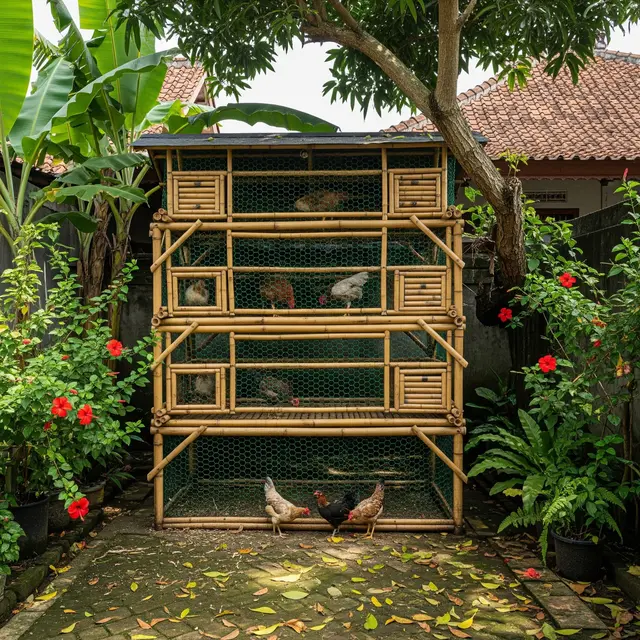 9 Model Kandang Ayam Bambu Tingkat, Efisiensi Maksimal Lahan Terbatas