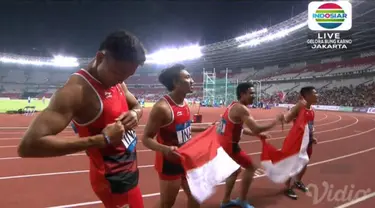 Lari estafet putra sumbang medali perak bagi Indonesia. Lalu Muhammad Zohri dkk hanya kalah cepat dari Jepang.