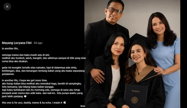 Pesan Haru untuk Mendiang Kakak dan Ibu