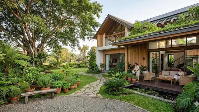 Inspirasi Rumah Kampung Modern Elegan dengan Taman Depan Luas