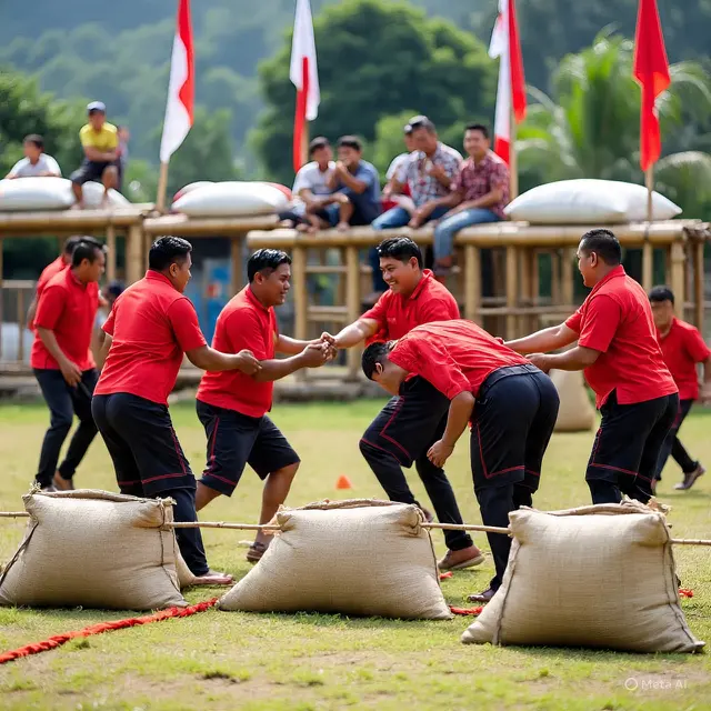 Lomba Antar Dua Kelompok Desa dalam Peringatan 17 Agustus