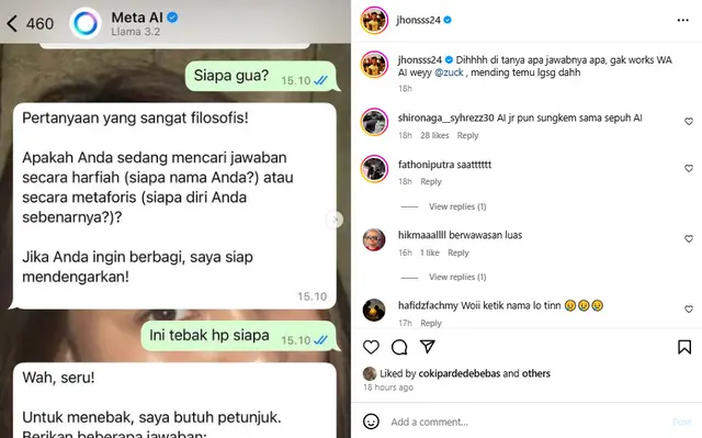 Chat kocak 10 seleb dengan Meta AI ini jawabannya di luar naral, bikin ngakak