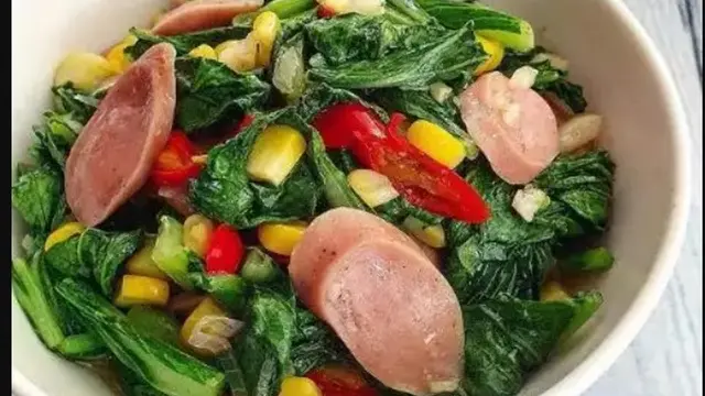 Resep Olahan Sawi Hijau, Tumis Caisim Sosis