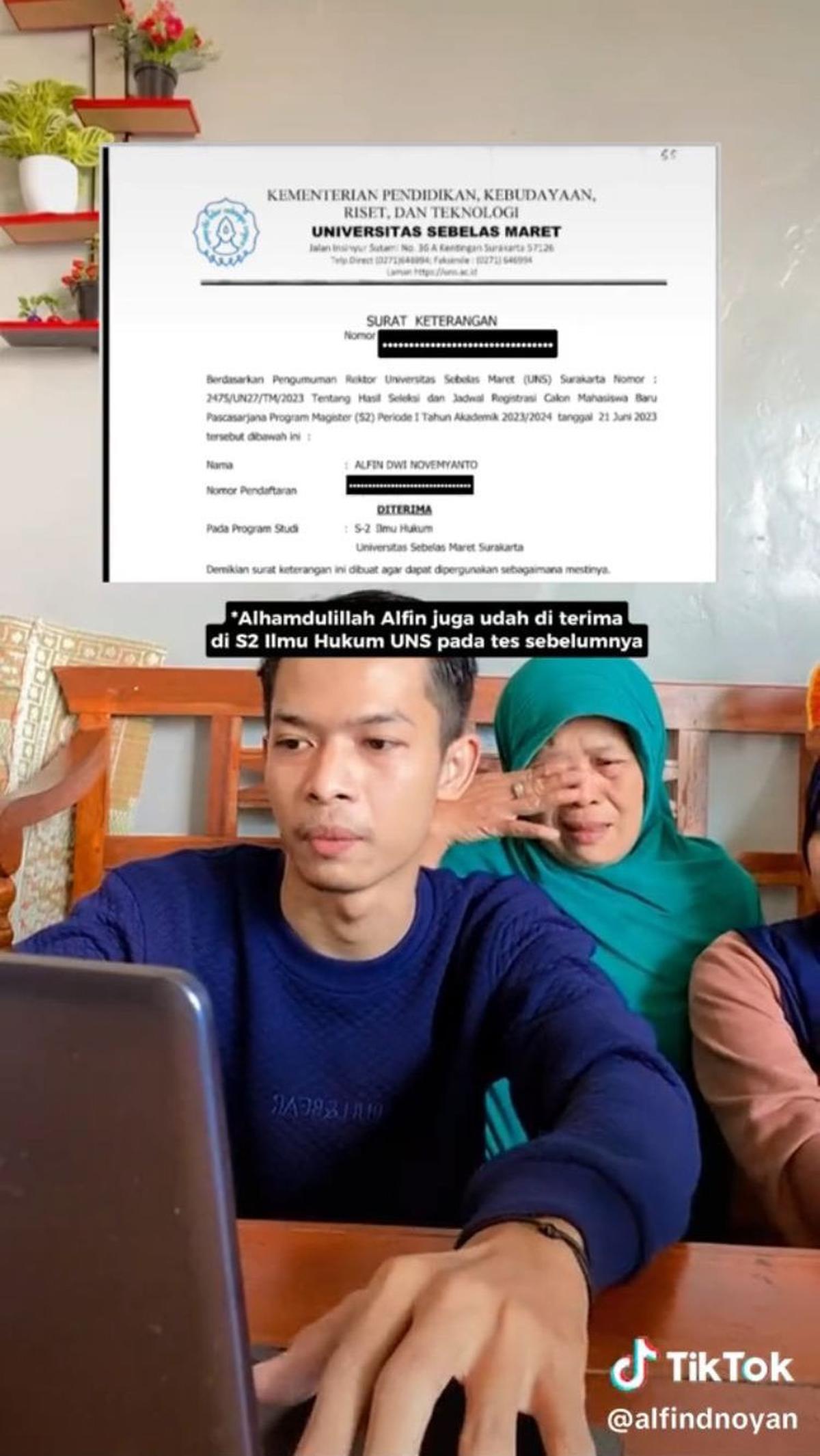 Tak hanya di UGM, sebelumnya ia juga sudah diterima di S2 Hukum UNS.