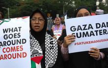 FOTO: Aksi Solidaritas Palestina Digelar Jelang Reuni 212 di Jakarta