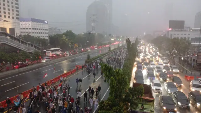 Kondisi pantauan Demo di depan Gedung DPR/MPR RI.