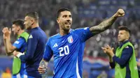 Pemain Italia, Mattia Zaccagni menjadi pahlawan timnya lolos ke babak 16 besar Euro 2024 setelah mencetak gol penyama ke gawang Kroasia, Selasa (25/6/2024) dini hari WIB. (AP Photo/Petr David Josek).