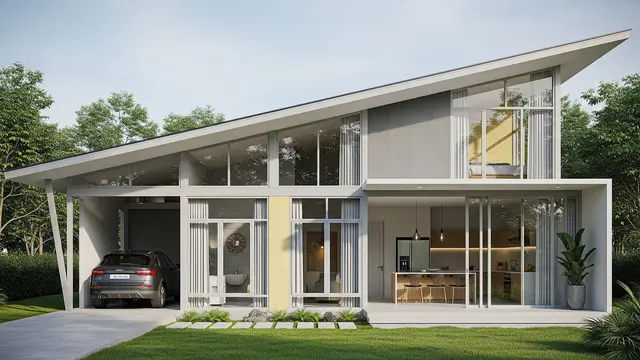 Desain Atap Miring Modern dengan Bukaan Maksimal
