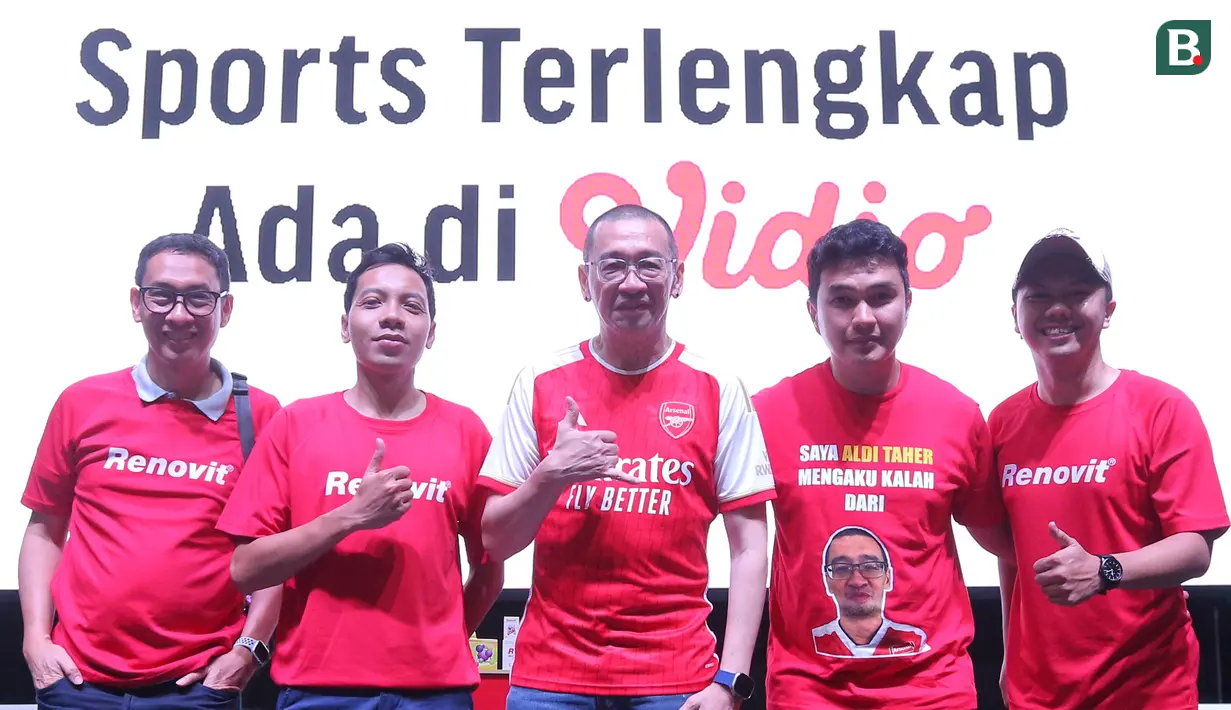 Renovit bekerja sama dengan Bola.com dan Vidio.com menggelar event Roaring Night Nobar Arsenal versus Wolverhampton Wanderers di Pasren Asthana, Ampera, Jakarta Selatan, Sabtu (2/12/2023) malam WIB. (Bola.com/M Iqbal Ichsan)