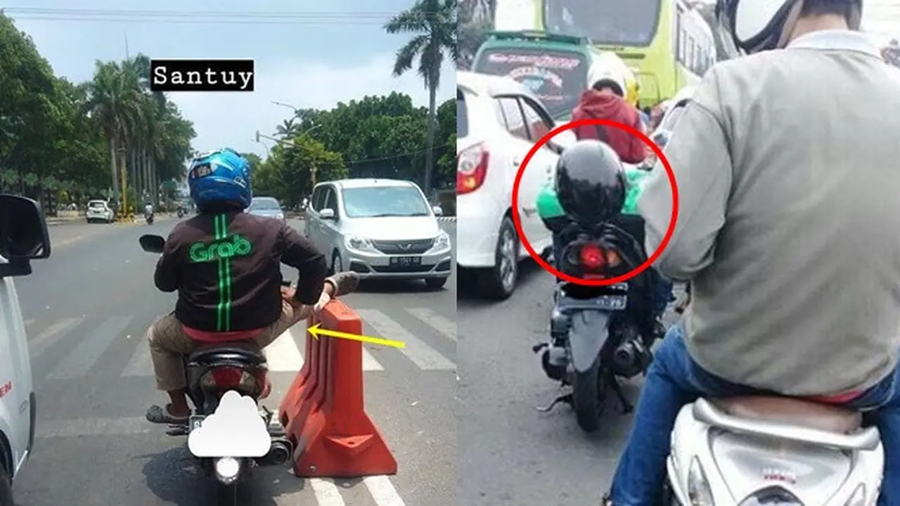 6 Kelakuan Driver Ojek Online saat Berhenti di Lampu Merah Ini Bikin Tepuk Jidat