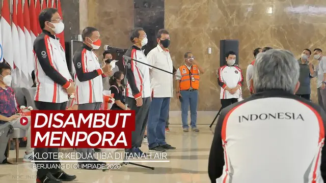 Berita video kloter kedua para atlet Indonesia yang berjuang di Olimpiade Tokyo 2020 telah tiba di tanah air dan disambut Menpora, Zainudin Amali, Minggu (1/8/2021) sore hari WIB.