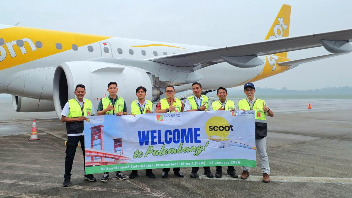 Scoot Buka Lagi Rute Singapura–Palembang, JAE Dukung Perawatan Pesawat