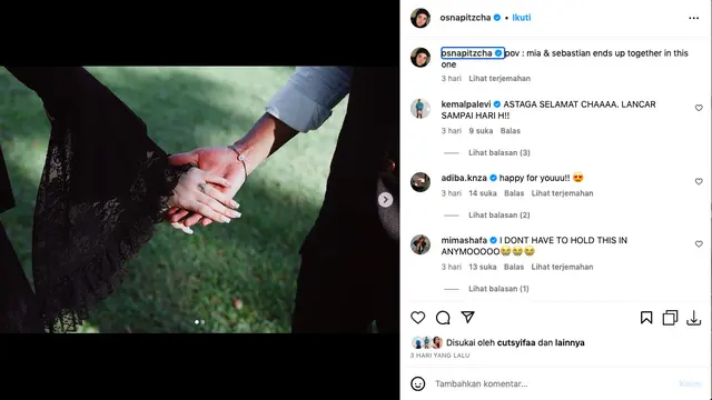 Tengku Firmansyah dan Cindy Fatikasari Nikahkan Putri Sulungnya, Banjir Doa dari Warganet. (instagram.com/osnapitzcha))